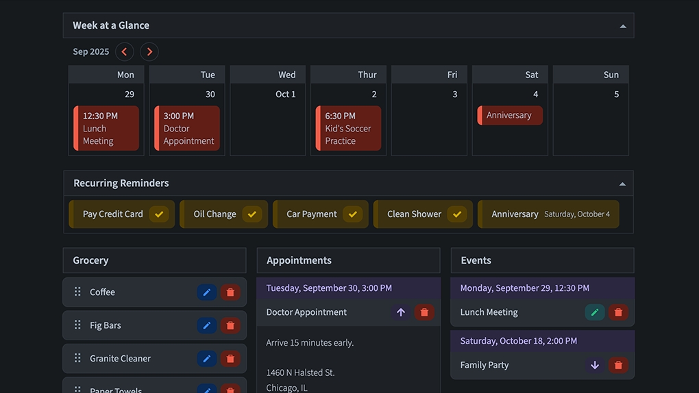 Screenshot of the Saturday dashboard