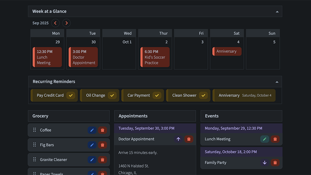 Screenshot of the Saturday dashboard